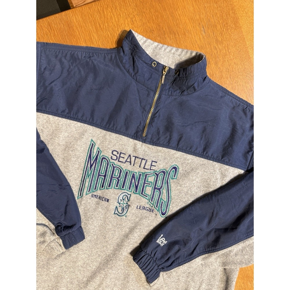 Vintage Seattle Mariners Lee Sport XL Fleece Pullover 1/4 Zip Embroidered MLB